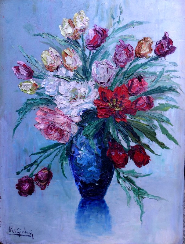 Large "bouquet Of Flowers" By Italo Giordano