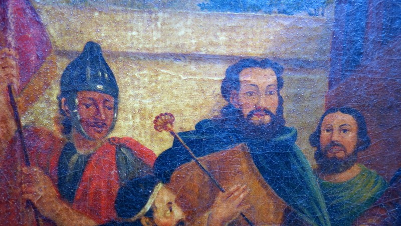 " La BENEDICTION de le COURONNE"  TOILE du 18 éme  Siécle -photo-4