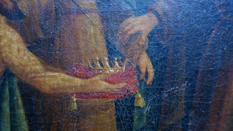 " La BENEDICTION de le COURONNE"  TOILE du 18 éme  Siécle -photo-1