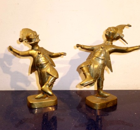 "COUPLE de DANSEURS BALINAIS " Bronzes  vers 1950/60-photo-1