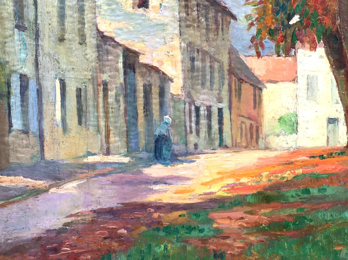 "village Street" Edmond Champon ..brittany (?) Circa 1920-photo-4