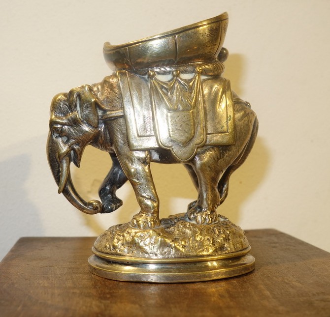 "caparisoned Elephant" Silvered Bronze By Théophile Hingre Circa 1880