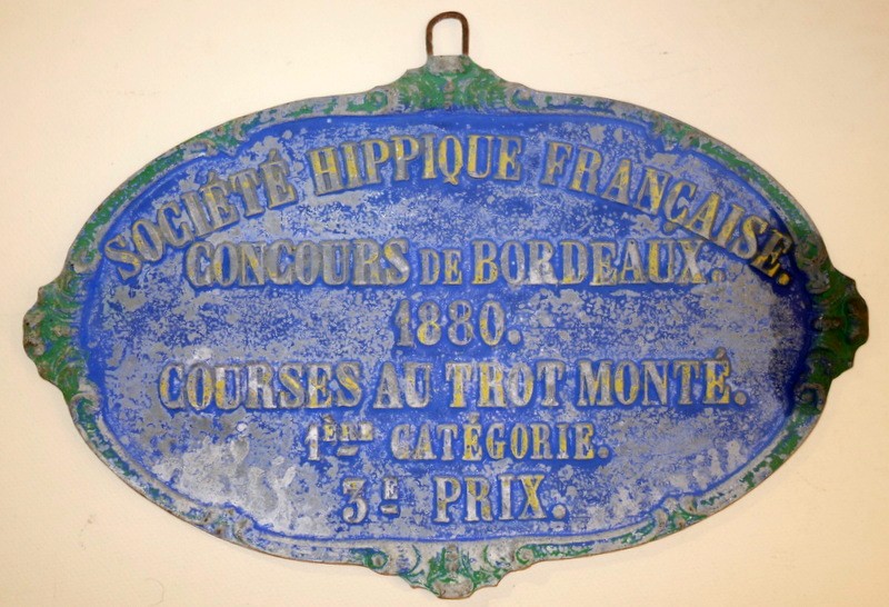 Plaque "horse Racing Competition (mounted Trot)" Bordeaux 1880