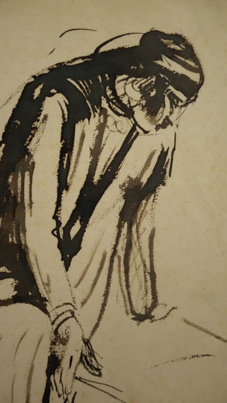 "seated Egyptian Woman" Ink By H. Thomas ...1909-photo-3