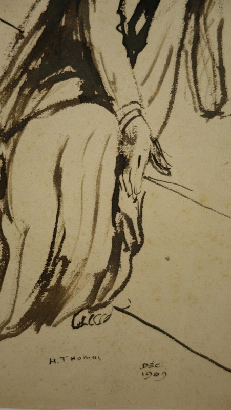 "seated Egyptian Woman" Ink By H. Thomas ...1909-photo-4