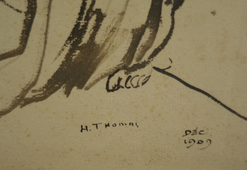 "seated Egyptian Woman" Ink By H. Thomas ...1909-photo-1