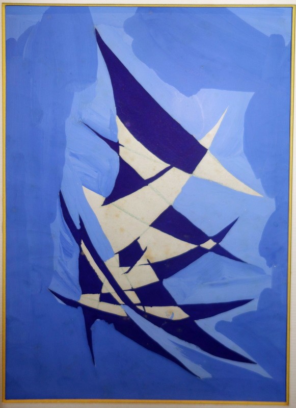 "abstraction" Gouache By André Sorbets Circa 1950/60-photo-2