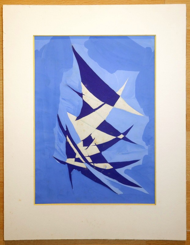 "abstraction" Gouache By André Sorbets Circa 1950/60