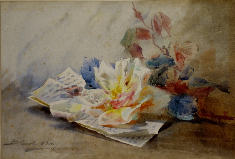 La ROSE et la LETTRE" Aquarelle de Blanche ODIN