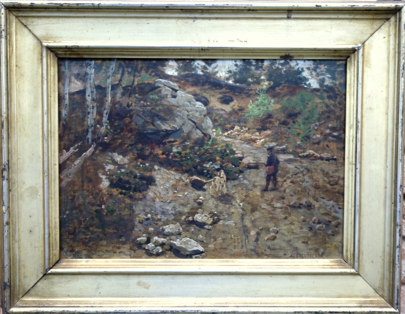"CHASSEUR et son CHIEN" par P.LEYENDECKER vers 1880-photo-2
