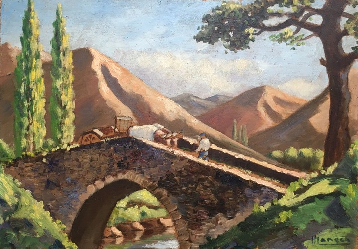 "bouvier On The Bridge" By Manech ...basque Country Circa 1930