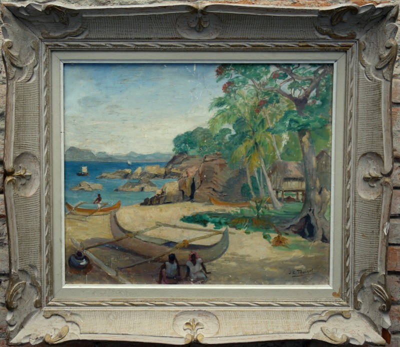 "Village de Pécheurs" par J.C.THOINOT ...Indonésie vers 1930