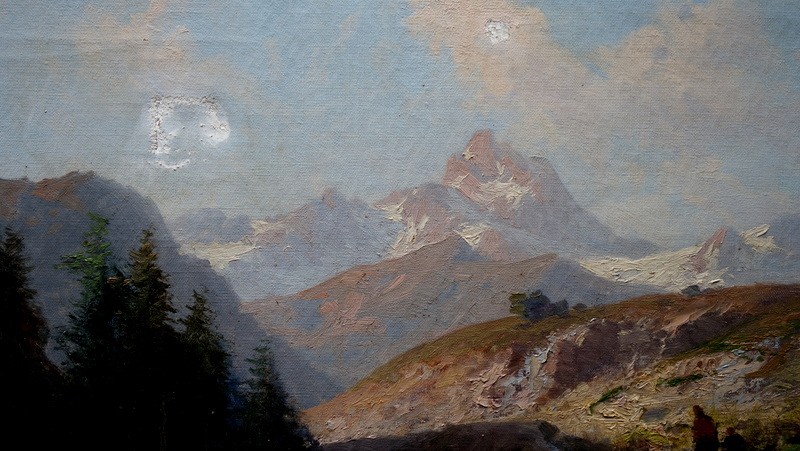 "PAYSAGE de MONTAGNE" par Alfred GODCHAUX vers 1880/90-photo-2