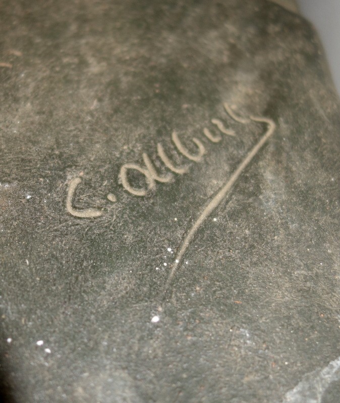 "nude With Dove" Terracotta By C. Albert... Art Deco-photo-2