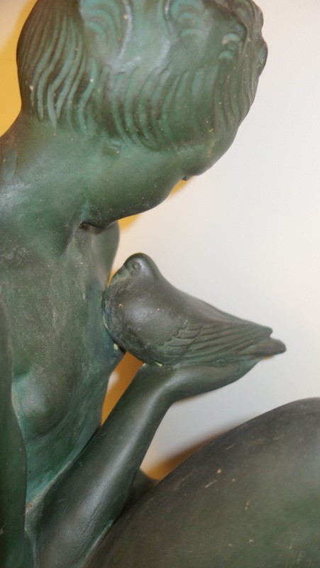 "nude With Dove" Terracotta By C. Albert... Art Deco-photo-4