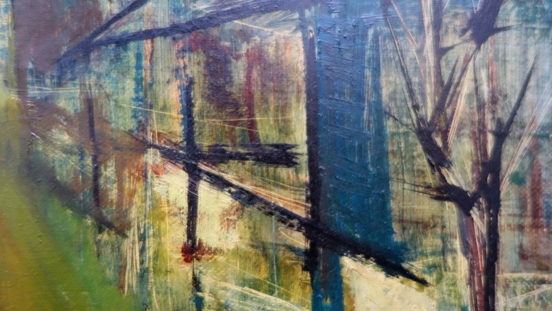 "pyrenean Village" Cubist Painting By Ch. De Casteras Circa 1950-photo-2