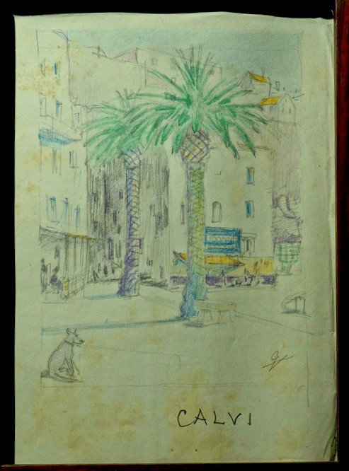 "CALVI"  Dessin de Gustave ALAUX ...Corse 1942
