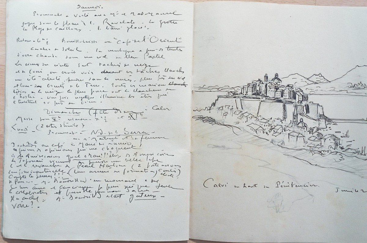 "calvi, Porto"6 Drawings Gustave Alaux, Corsica 1942-photo-6