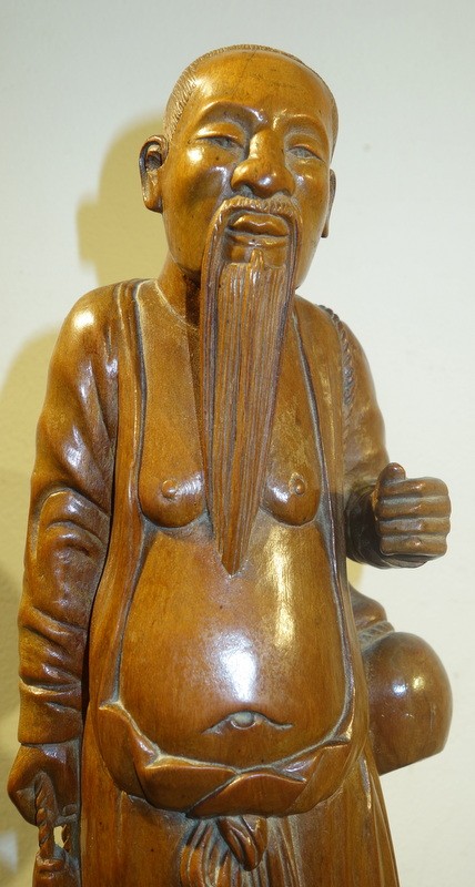 " Le PECHEUR CHINOIS" Bois Sculpté .....CHINE vers 1950-photo-2