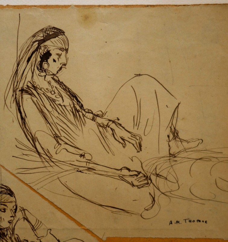 "EGYPTIENNES ASSISES" Encre par H.THOMAS ..Juin 1908-photo-2