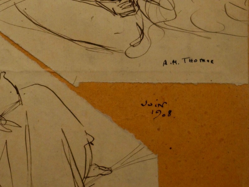 "EGYPTIENNES ASSISES" Encre par H.THOMAS ..Juin 1908-photo-4