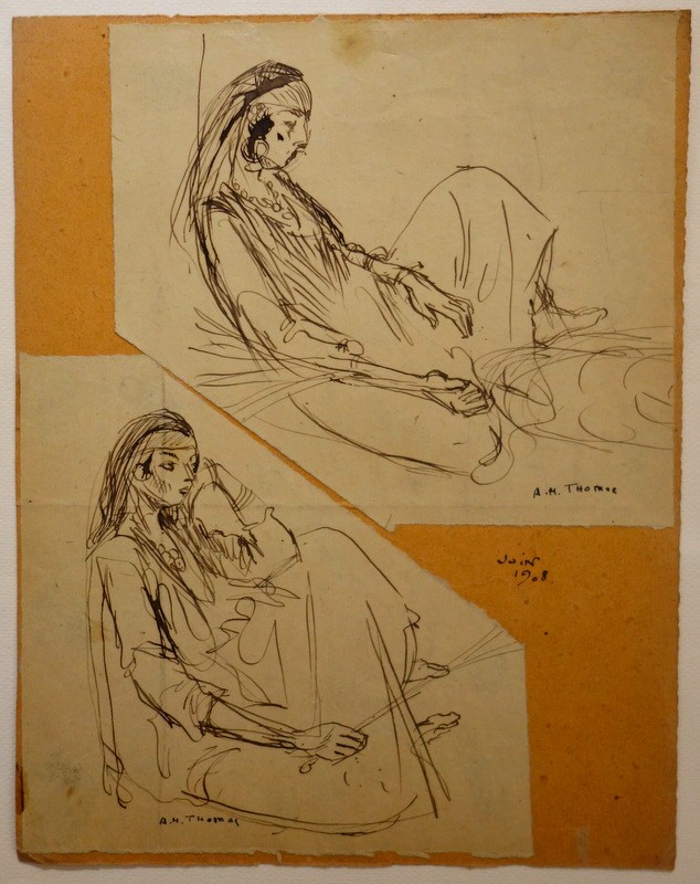 "EGYPTIENNES ASSISES" Encre par H.THOMAS ..Juin 1908