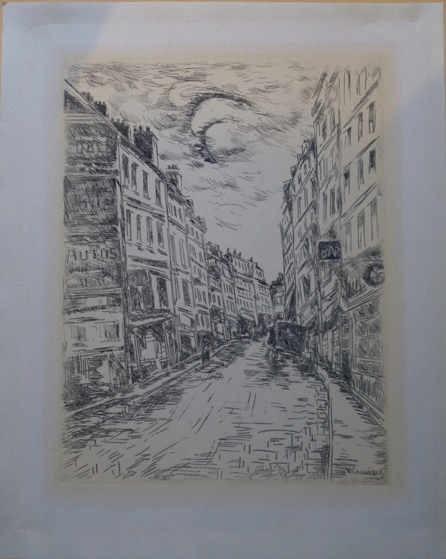 "RUE DE LA GLACIERE" Gravure Pointe Séche MAURICE de VLAMINCK-photo-2
