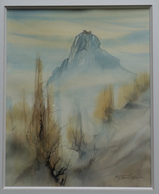 "ROQUEFIXADE" Aquarelle par Ryton CAZENAVE...Ariége