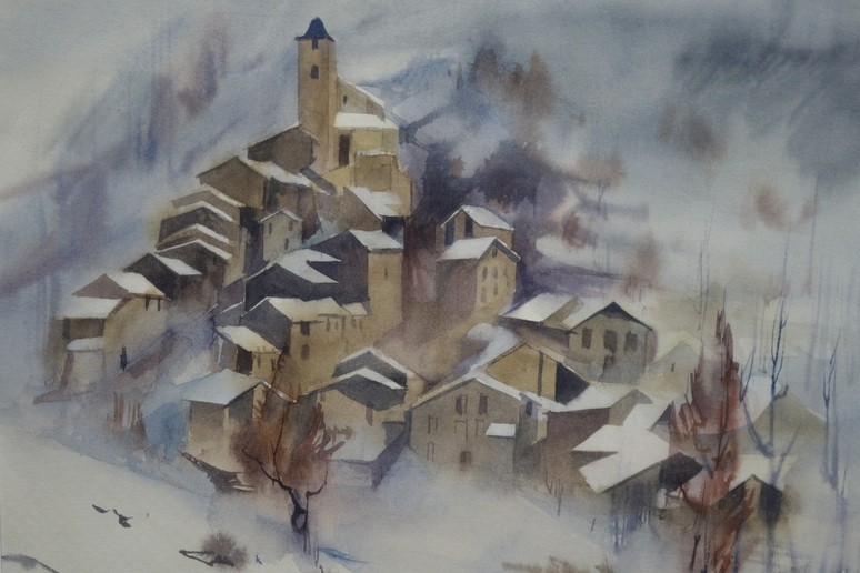 " VIIlage With Snow" By Ryton Cazenave -photo-3