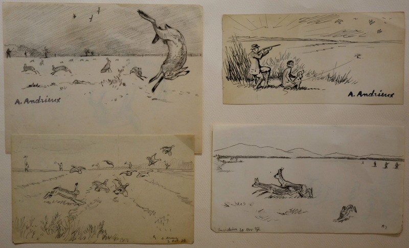 4 "hunting" By Alfred Andrieux 