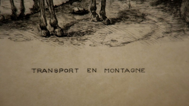 "TRANSPORT par ANES en MONTAGNE" Encre de Chine vers 1900/1920-photo-1