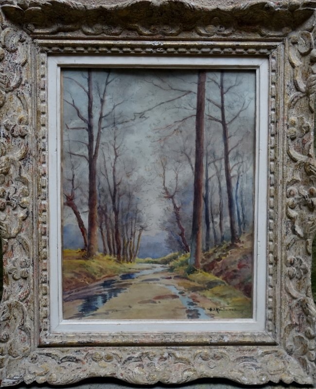 "L'Allée aprés la Pluie" par Henri d'HAUTERIVE vers 1950