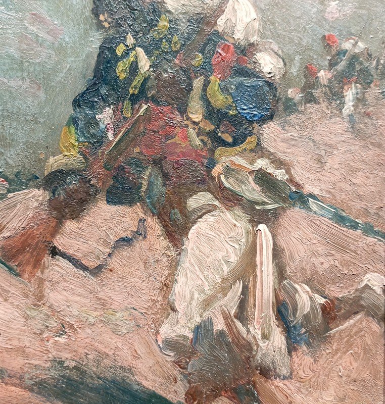 "TIRAILLEUR ALGERIEN a l'ASSAUT" par Alphonse CHIGOT ..1904 (?)-photo-4