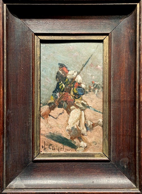 "TIRAILLEUR ALGERIEN a l'ASSAUT" par Alphonse CHIGOT ..1904 (?)