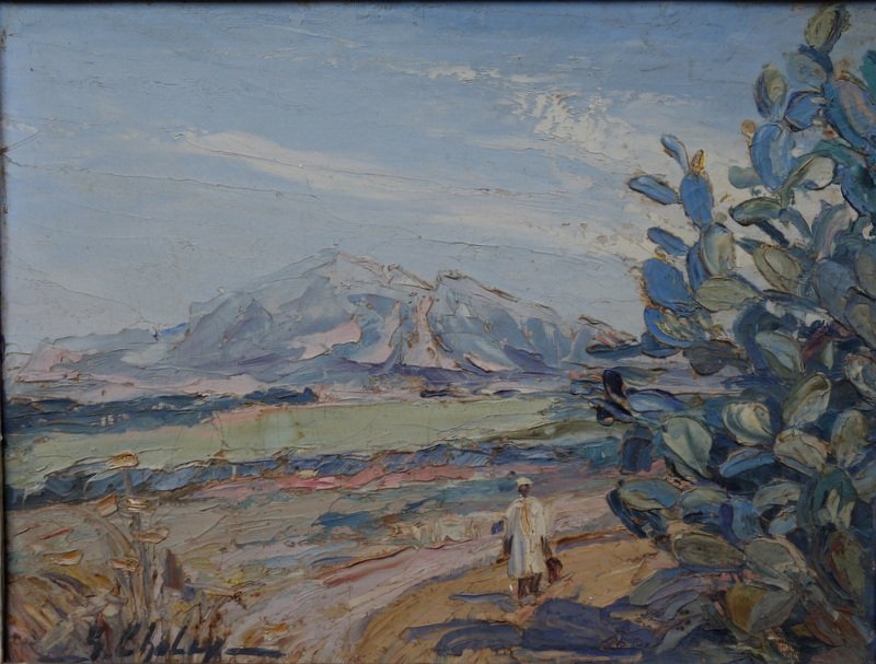 "PAYSAGE ORIENTAL"  Huile par G.CHALLY (?)  vers 1930/50