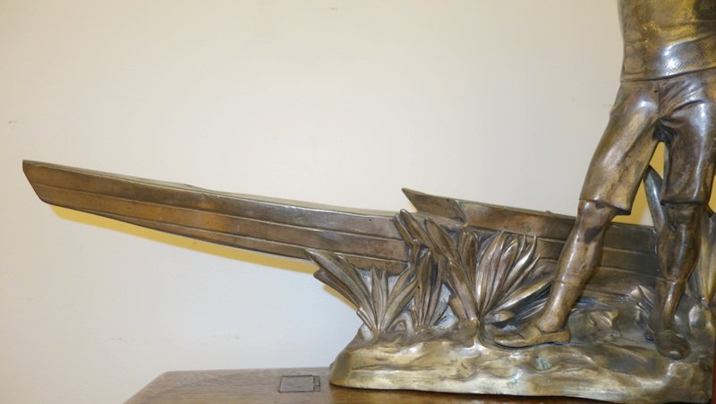 Grand Trophée "RAMEUR" Régule ou Etain vers 1900/1920-photo-4