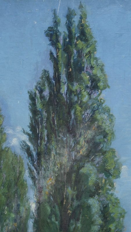 "riverbank With Trees" Signed Painting, Circa 1930-photo-2