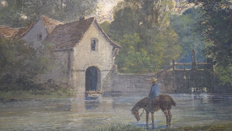 "rider In Front Of The Mill" Watercolor By Maurice Perronnet-photo-3
