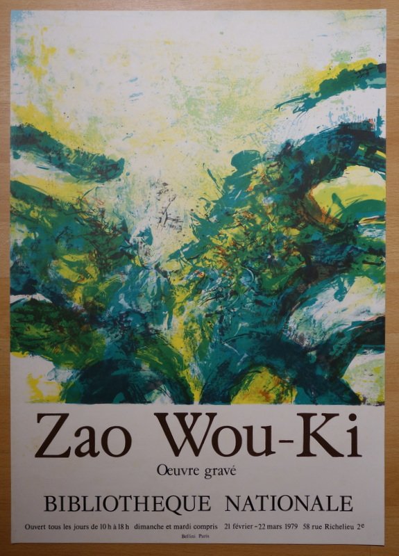 "zao Wou-ki' Poster, Lithograph By Atelier Bellini Paris .....1979