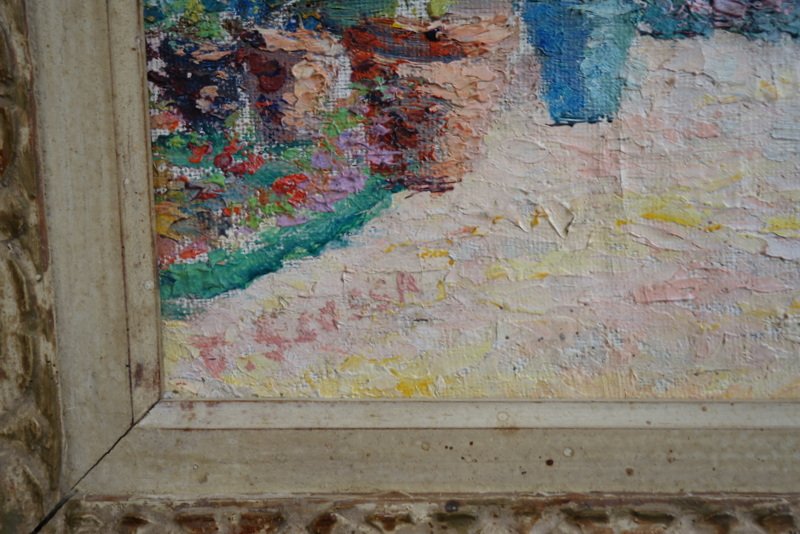 "rose Bushes On The Terrace" By Ferdinand Scossa, Circa 1920-photo-1