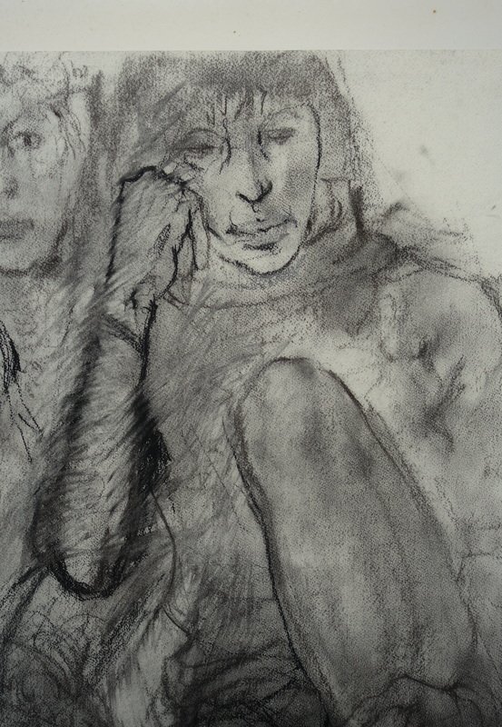 "FEMMES ASSISES" Dessin par Maurice MELAT vers 1960/65-photo-2