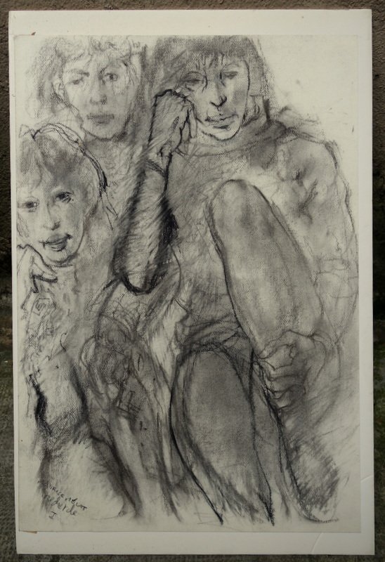 "FEMMES ASSISES" Dessin par Maurice MELAT vers 1960/65