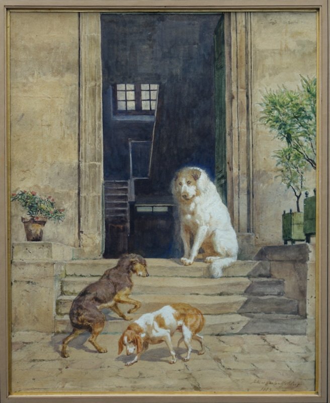 "CHIENS devant l'Entrée" par Jules et Gaston GELIBERT 1883