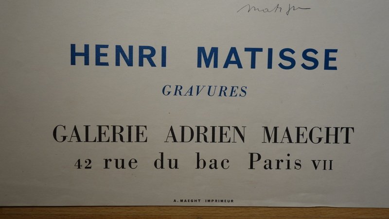 Affiche d'Exposition "Henri  MATISSE" Galerie MAEGHT.1964-photo-2