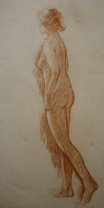 "nude Woman From Behind" Red Chalk Drawing By Ernest Quost-photo-4