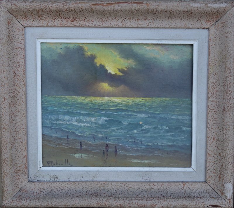 "PLAGE de FORT MAHON" par Armand RABOUILLE ..1950