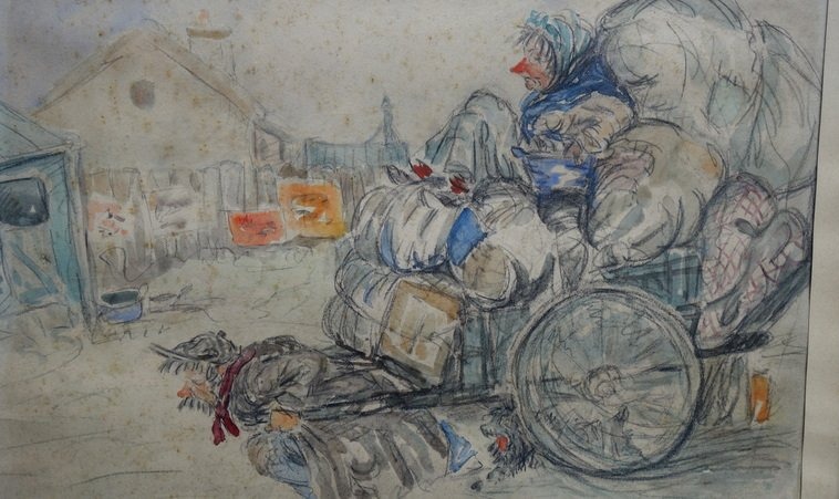 "the Move" Watercolor By J. Falke, Circa 1945–50-photo-2