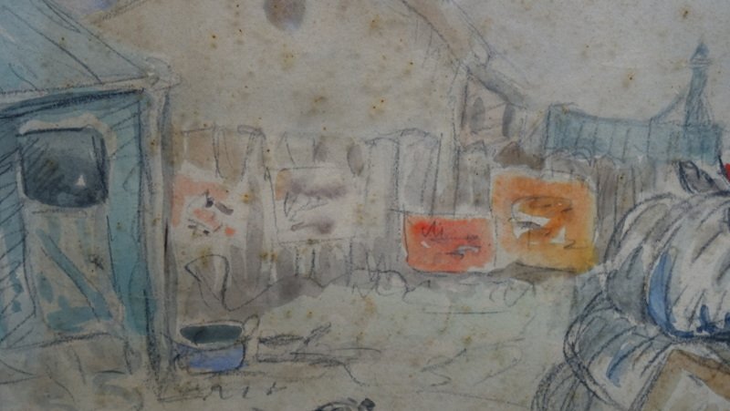 "the Move" Watercolor By J. Falke, Circa 1945–50-photo-3