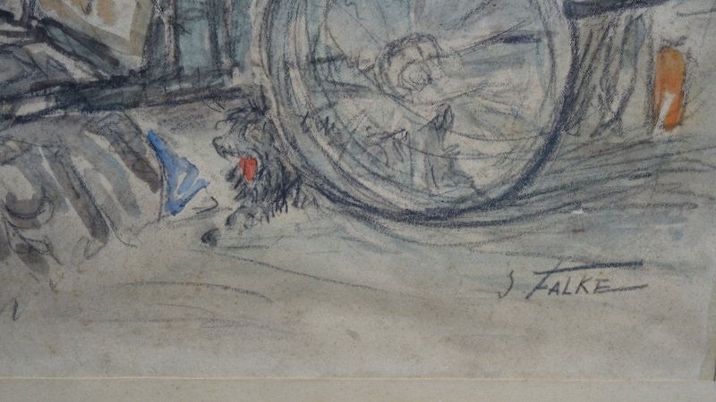 "the Move" Watercolor By J. Falke, Circa 1945–50-photo-4