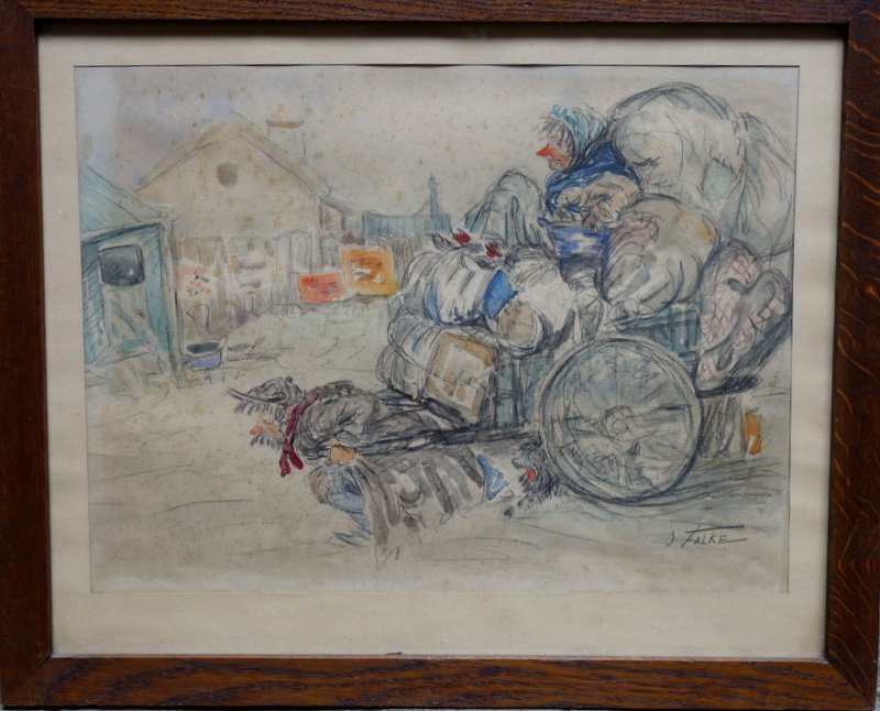 "the Move" Watercolor By J. Falke, Circa 1945–50